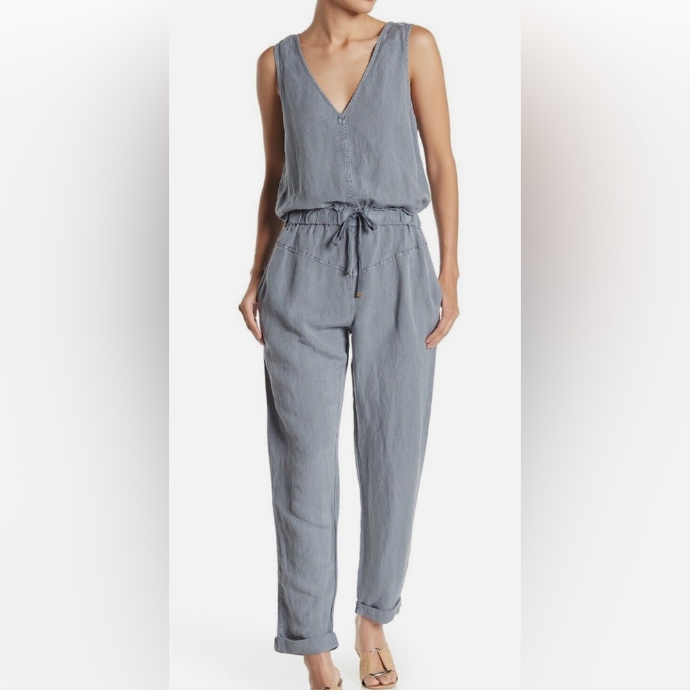 Young Fabulous & Broke Alex Drawstring Waist Linen Jumpsuit, Gray, Size Small